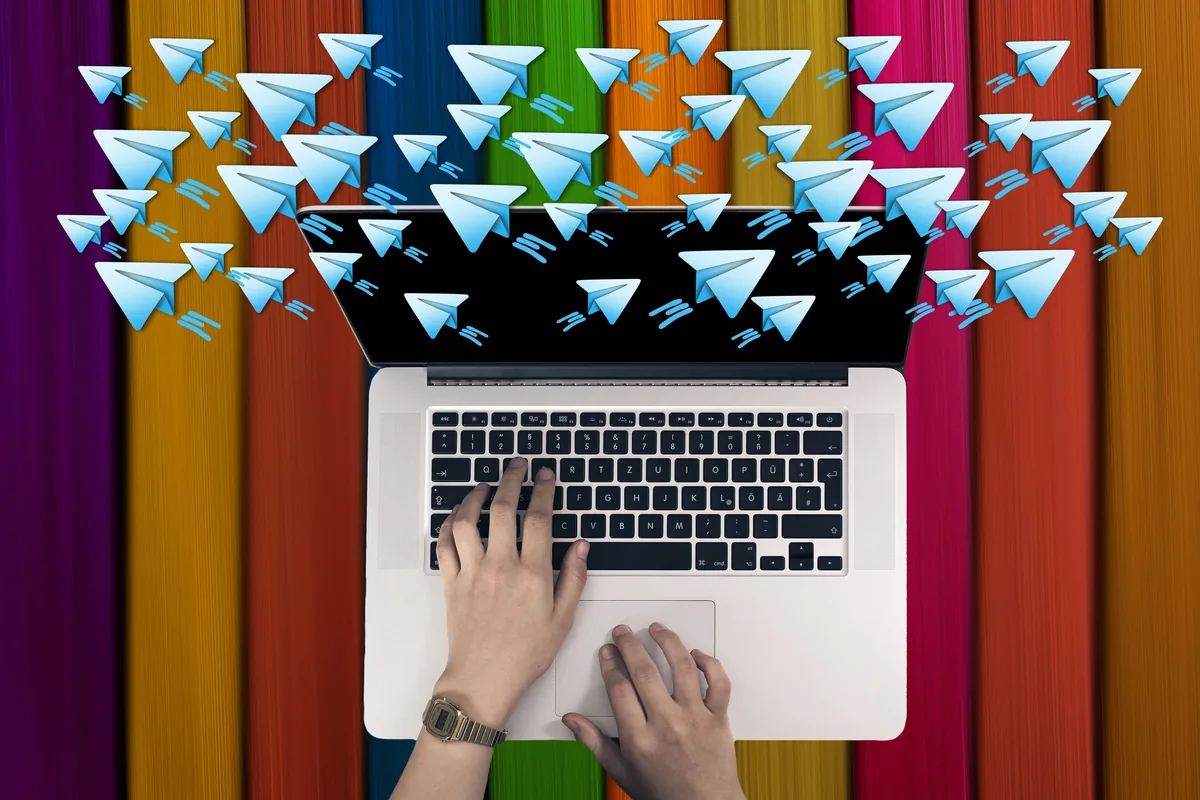 Illustration of Telegram used as a digital marketing channel.